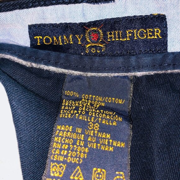 Vintage Tommy Hilfiger Golf Mens 38 Shorts Navy Blue Chino Pleated Front - Picture 7 of 8
